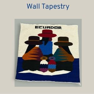 Vintage Wall Tapestry Peruvian Flat Weave Hand Knotted Rug Folk Art Boho